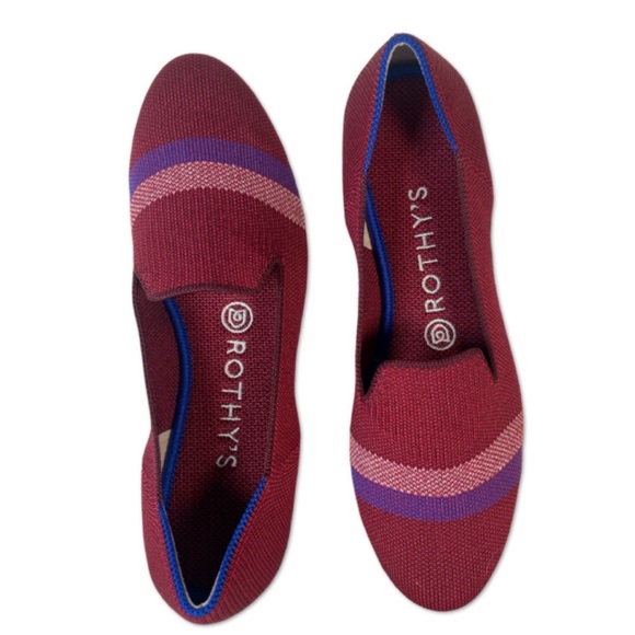 Rothy's Shoes - ROTHY'S The Loafer Garnet Burgundy RED Reflective Stripe Slip On Shoes Flats NEW